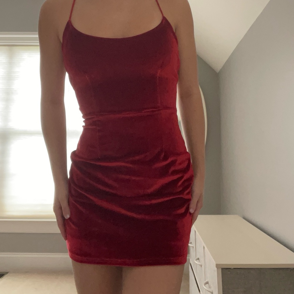 Revolve NBD Red velvet dress